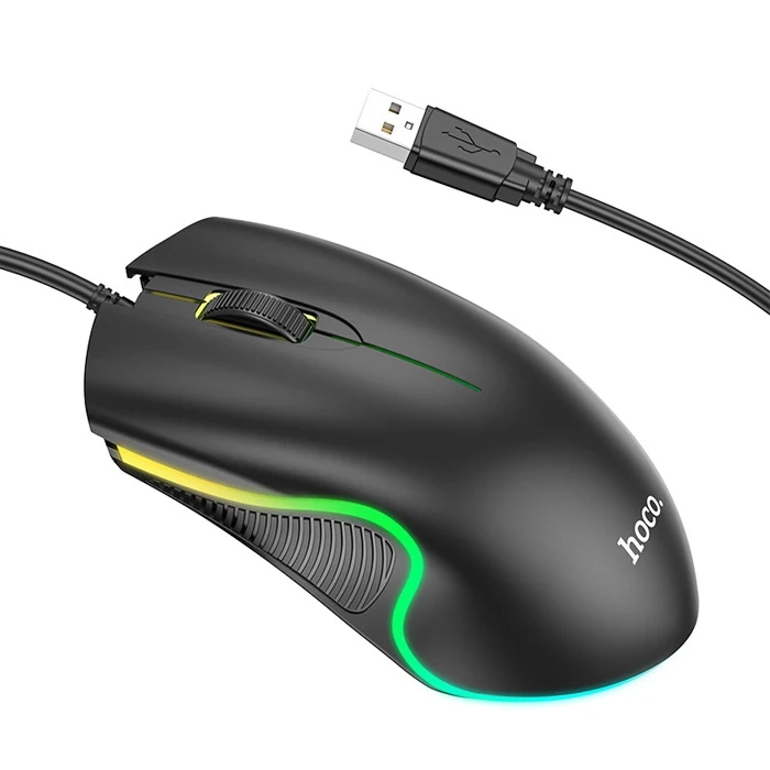Buti̇k Hoco Gm19 Rgb Led Işıklı Gamer Oyuncu Kablolu Opti̇k Mouse-(5775)