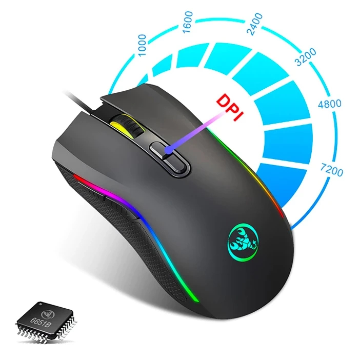 Buti̇k Hxsj A869 7200Dpı Ayarlanabi̇li̇r Rgb Işık Gami̇ng Oyuncu Mouse-(5775)