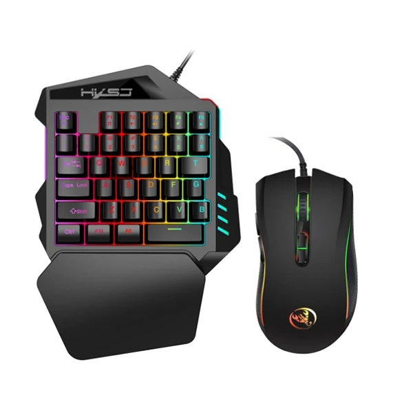 Buti̇k Hxsj V100+ A869 Gami̇ng 7200 Dpı 7  Rgb Işıklı Oyuncu Klavye+Oyuncu Mouse-(5775)