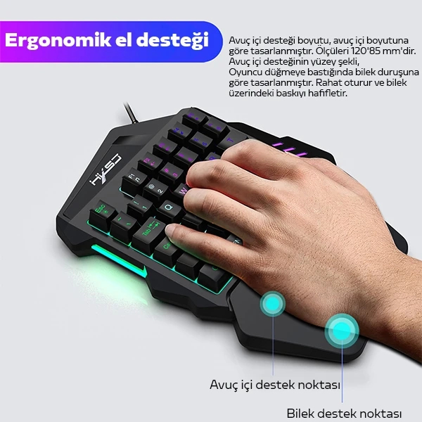 Buti̇k Hxsj V100+ A869 Gami̇ng 7200 Dpı 7  Rgb Işıklı Oyuncu Klavye+Oyuncu Mouse-(5775)
