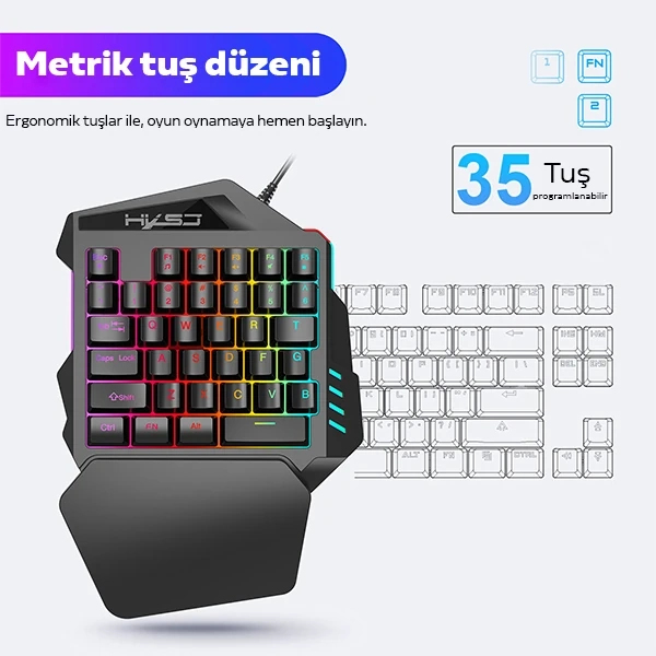 Buti̇k Hxsj V100+ A869 Gami̇ng 7200 Dpı 7  Rgb Işıklı Oyuncu Klavye+Oyuncu Mouse-(5775)