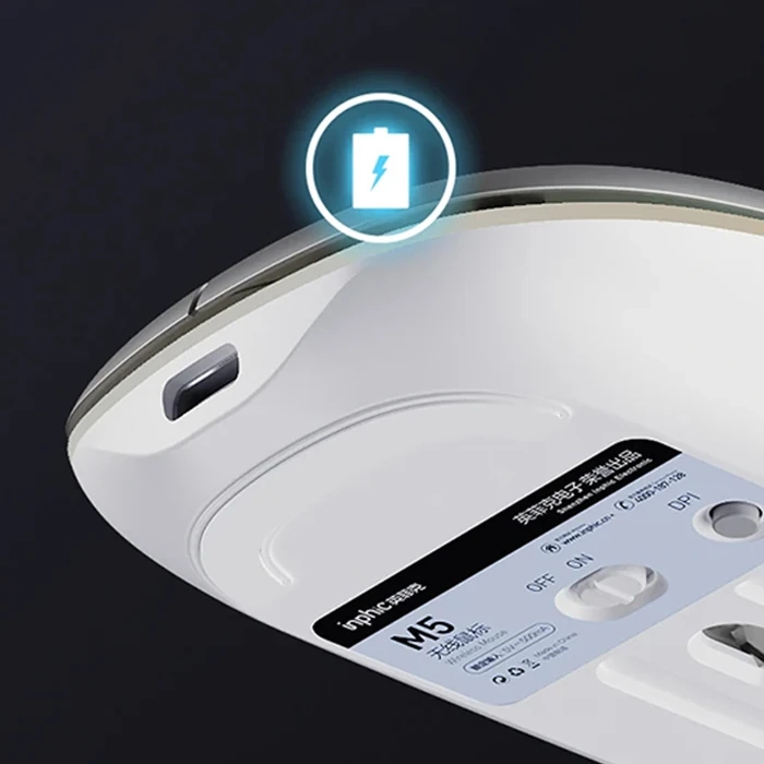 Buti̇k İnphi̇c M5 Kablosuz Fare Şarj Edi̇lebi̇li̇r Sessi̇z Kullanım 2.4G Işıklı Usb Mouse-(5775)