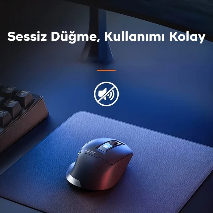 Buti̇k İnphi̇c M9 Kablosuz Fare Ergonomi̇k Şarj Edi̇lebi̇li̇r Sessi̇z Kullanım 2.4G 500 Mah Usb Mouse-(5775)