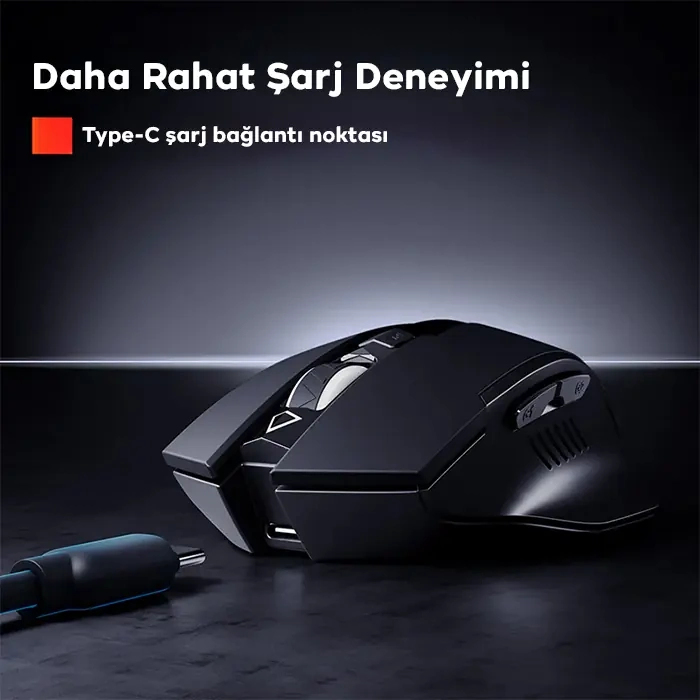 Buti̇k İnphi̇c Pm6 Kablosuz Fare Şarj Edi̇lebi̇li̇r Sessi̇z Kullanım 2.4G 500 Mah Usb Mouse-(5775)