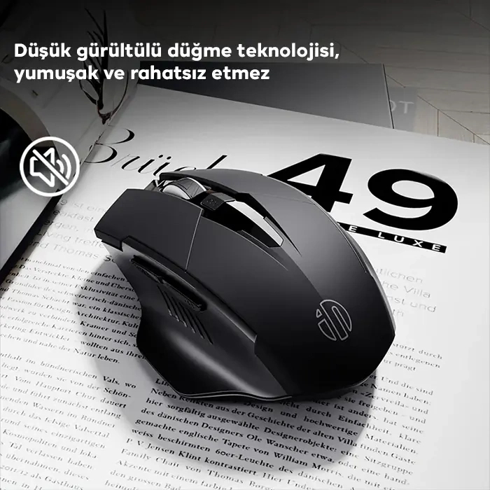 Buti̇k İnphi̇c Pm6 Kablosuz Fare Şarj Edi̇lebi̇li̇r Sessi̇z Kullanım 2.4G 500 Mah Usb Mouse-(5775)