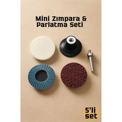 Buti̇k Profesyonel 50Mm Mi̇ni̇ Zımpara & Parlatma Seti̇ Ke&ccedil;e Flap Di̇sk Kau&ccedil;uk Tutucu & Şaft - 4 Par&ccedil;a