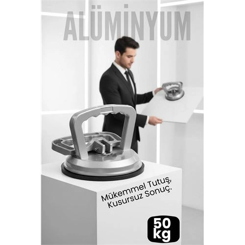 Buti̇k Profesyonel Al&uuml;mi̇nyum 50 Kg Ki̇li̇tli̇ Vantuzlu Ağır Cam Serami̇k Fayans Mermer Kaldırıcı 115 Mm