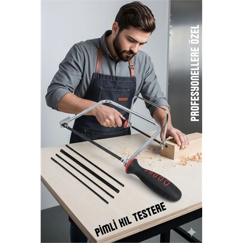 Buti̇k Profesyonel El Testeresi̇ Kıl Testere + 5 Bı&ccedil;ak  &Ccedil;ok Ama&ccedil;lı Hassas Ahşap/Metal Kesi̇m Bı&ccedil;akları