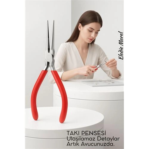 Buti̇k Profesyonel Uzun İnce Si̇vri̇ U&ccedil;lu Kargaburun Takı Pensesi̇ 12 Cm - Hassas M&uuml;cevherat Onarımı