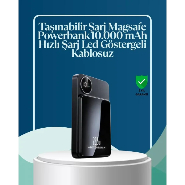 10000mAh Kapasiteli Manyetik USB-C ve Kablosuz Powerbank W09