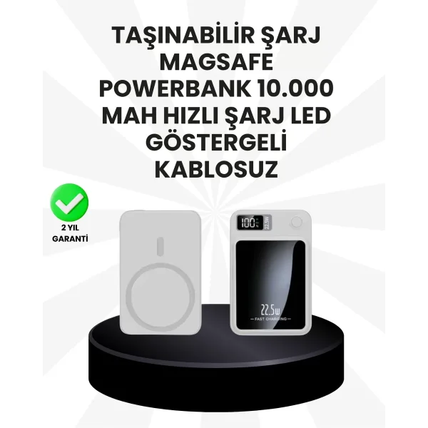 10000mAh Kapasiteli Manyetik USB-C ve Kablosuz Powerbank W09