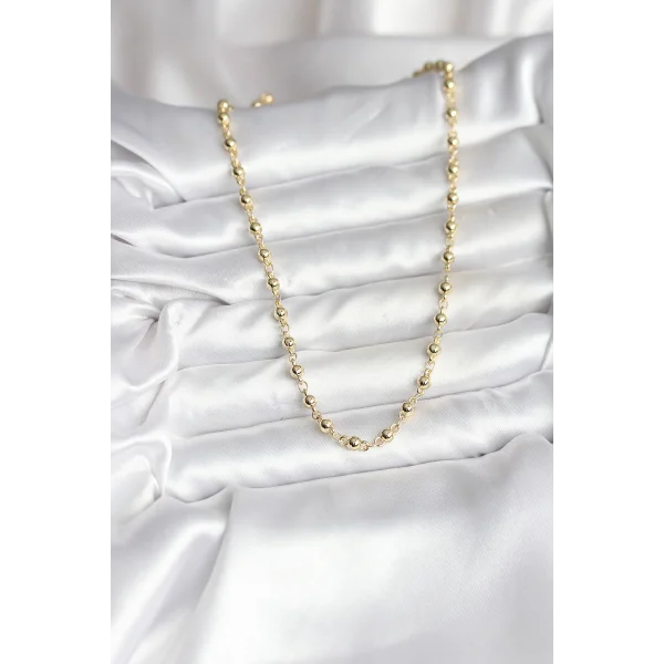 14K Gold Renk Kaplama Topçuklu Zincir Model CM Kadın Kolye