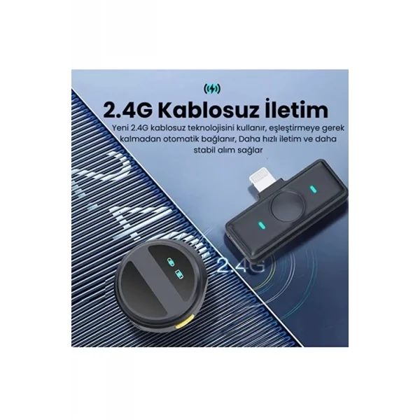 2 Adet Profesyonel Kablosuz Yaka Mikrofonu Lighting Uyumlu Manyetik Klipsli