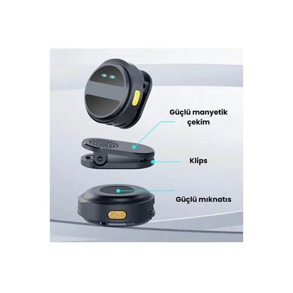 2 Adet Profesyonel Kablosuz Yaka Mikrofonu Lighting Uyumlu Manyetik Klipsli