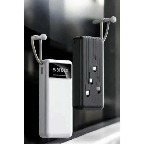 20.000 Mah Led Işıklı LCD Ekran USB Girişli Type-C Lightning Powerbank