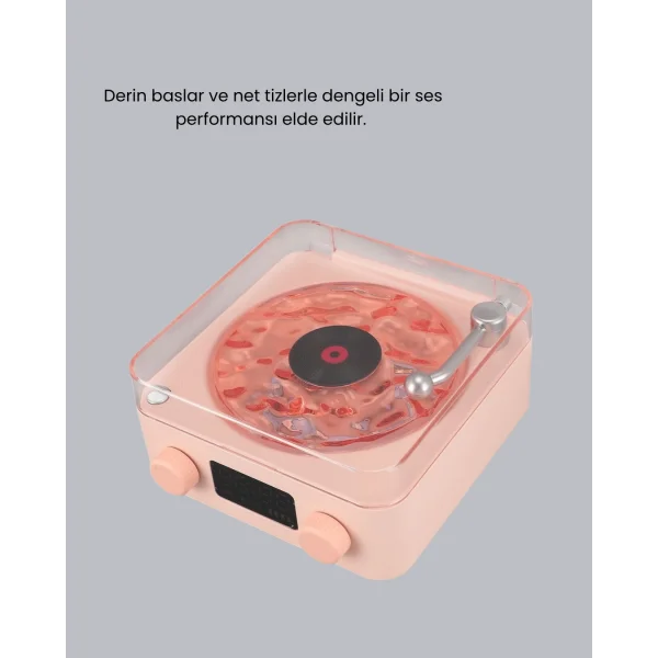 3-ü-1 Gece Işığı Bluetooth Hoparlör ve Dijital Saat Vintage Plak Çalar Tasarımlı