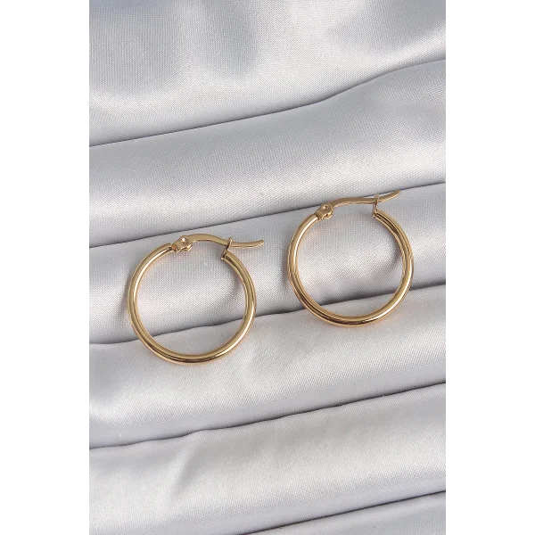 316 Çelik Gold Renk 22mm Kadın Halka Model Kadın Küpe