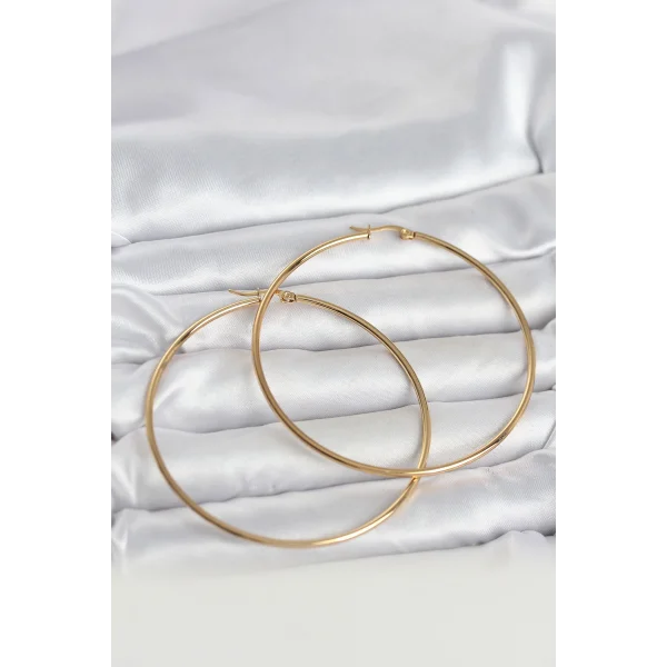 316L Çelik Gold Renk 70 mm Kadın Halka Küpe