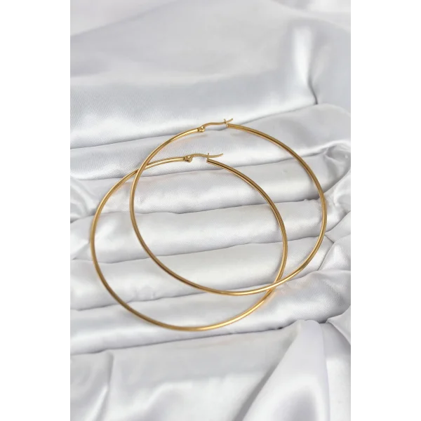 316L Çelik Gold Renk 80 mm Kadın Halka Küpe