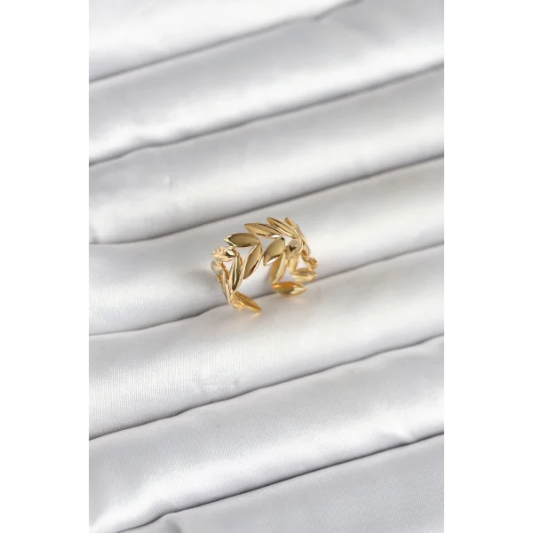 316L Çelik Gold Renk Başak Figür Kadın Yüzük