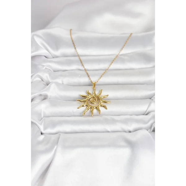 316L Çelik Gold Renk Bohem Güneş Model Kadın Kolye