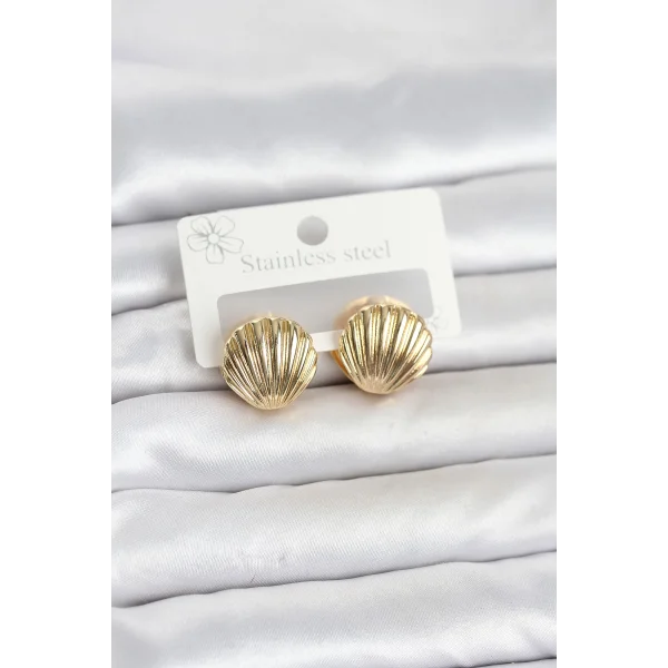 316L Çelik Gold Renk Deniz Kabuğu Model Kadın Küpe