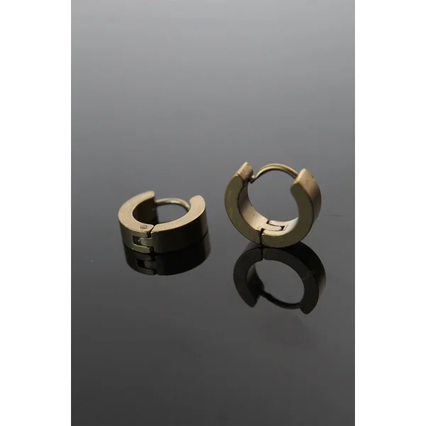 316L Çelik Gold Renk Halka Model Çift Küpe