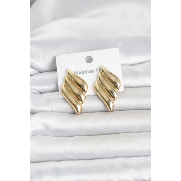 316L Çelik Gold Renk Motif Model Kadın Küpe