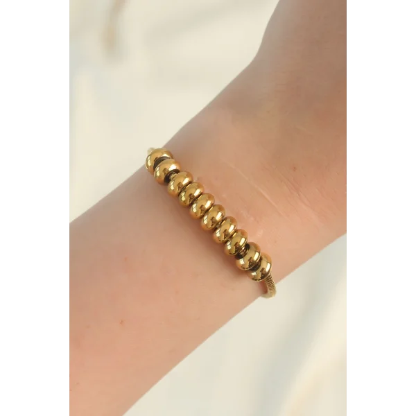 316L Çelik Gold Renk Oval Figürlü Bileklik