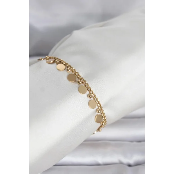 316L Çelik Gold Renk Pullu Model Kadın Bileklik