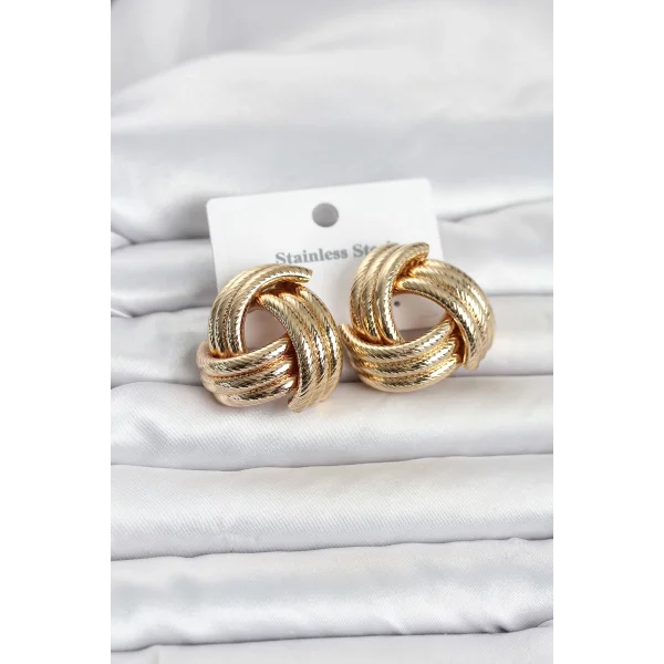 316L Çelik Gold Renk Sarmal Model Kadın Küpe