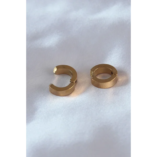 316L Çelik Gold Renk Sıkıştırmalı Erkek Küpe