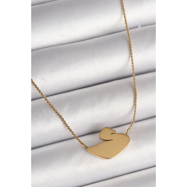 316L Çelik Gold Renk Zincir Kuğu Model Kadın Kolye