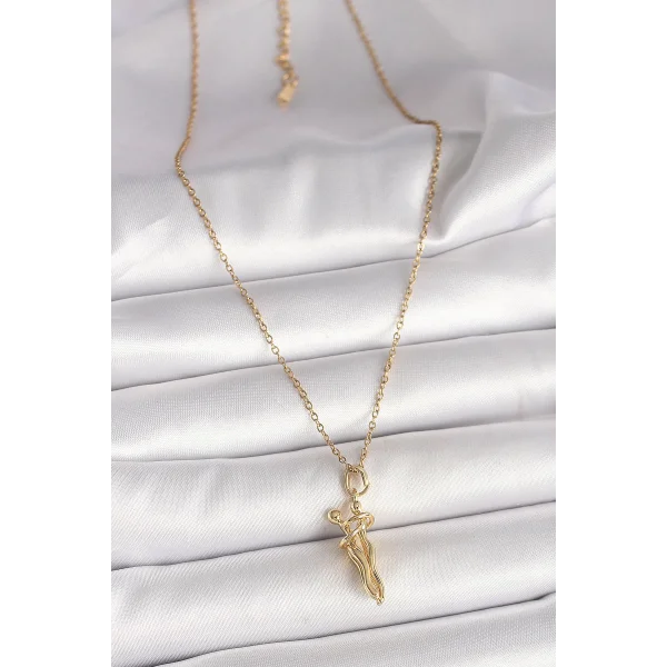 316L Çelik Gold Renk Zincir Sarılma Model Kadın Kolye
