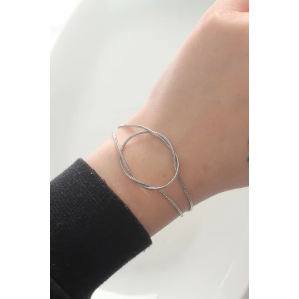 316L Çelik Gümüş Renk Düğüm Model Bileklik