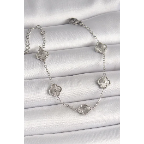 316L Çelik Gümüş Renk İşlemeli Baby Boy Yonca Model Kadın Bileklik