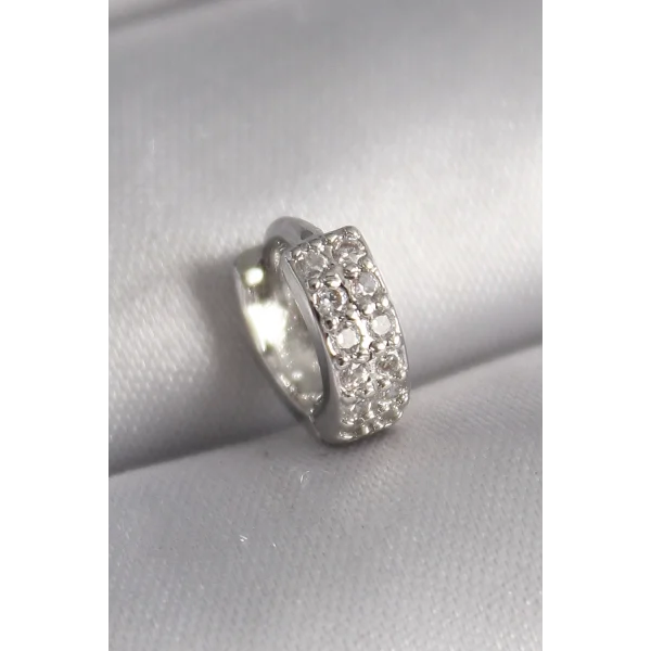 316L Çelik Gümüş Renk Zirkon Taşlı Tragus Piercing