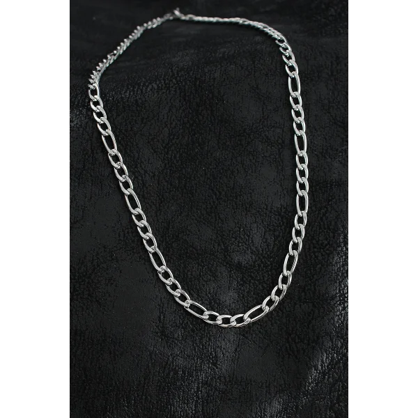 316L Çelik Kalın Figaro Zincir Model Gümüş Renk Erkek Kolye