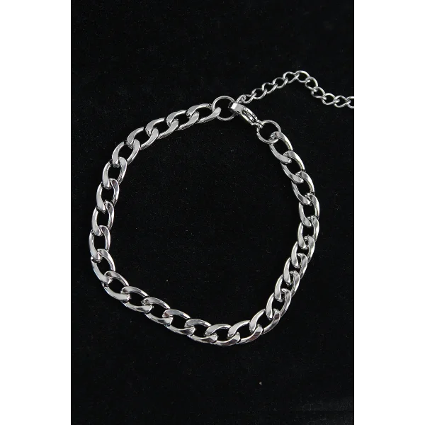 316L Çelik Kalın Klasik Model Gümüş Renk Erkek Bileklik