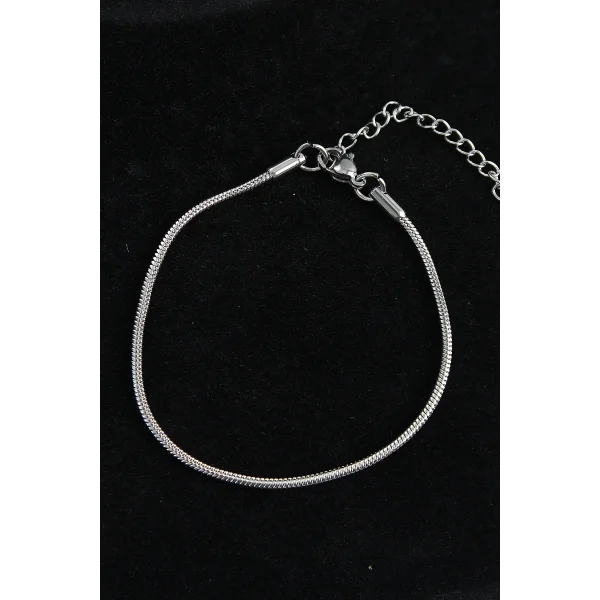 316L Çelik Oval İtalyan Model Gümüş Renk Erkek Bileklik