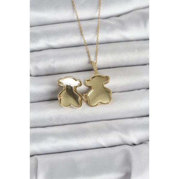 316L Çelik Zincir Gold Renk Ayıcık Model Açılabilir Kadın Kolye