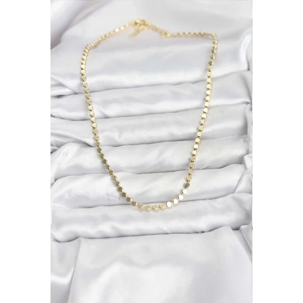316L Çelik Zincir Gold Renk Ezme Zincir Model  45 cm Kadın Kolye