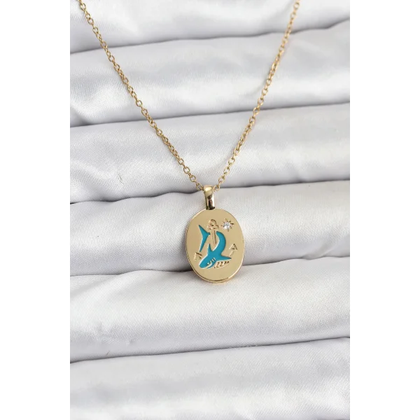 316L Çelik Zincir Gold Renk Shark Figür Kadın Kolye