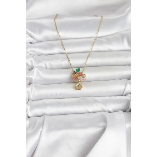 316L Çelik Zincir Gold Renk Uçan Balon Ev Figür Kadın Kolye