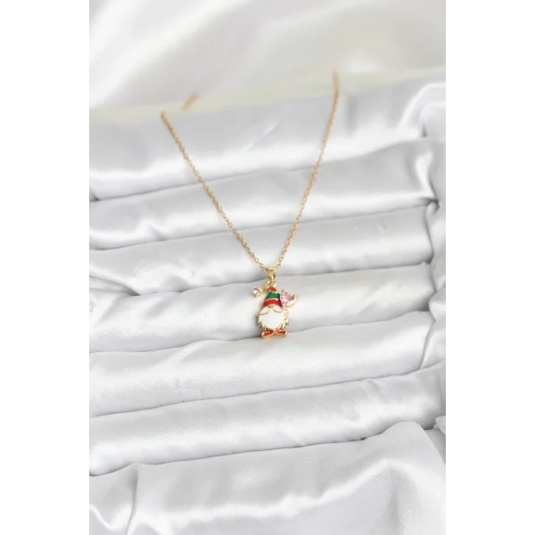 316L Çelik Zincir Gold Renk Yılbaşı Teması Kadın Kolye