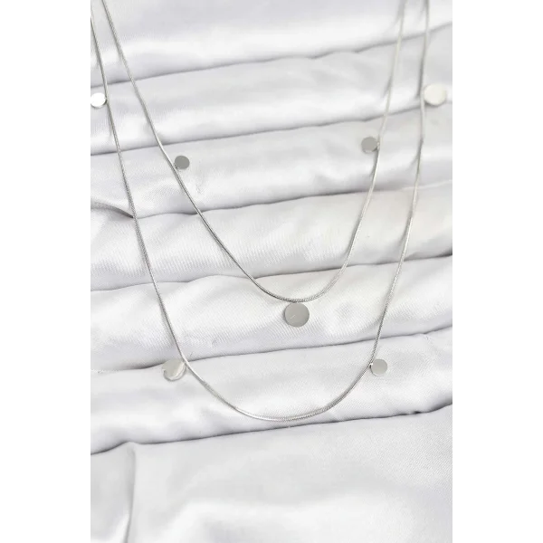 316L Çelik Zincir Gümüş Renk Pullu Kadın Kolye