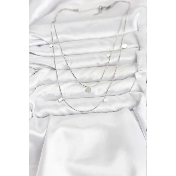 316L Çelik Zincir Gümüş Renk Pullu Kadın Kolye