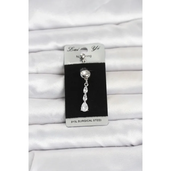 316L Cerrahi Çelik Sallantılı Damla Model Göbek Piercing