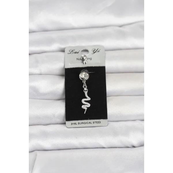 316L Cerrahi Çelik Sallantılı Yılan Model Göbek Piercing