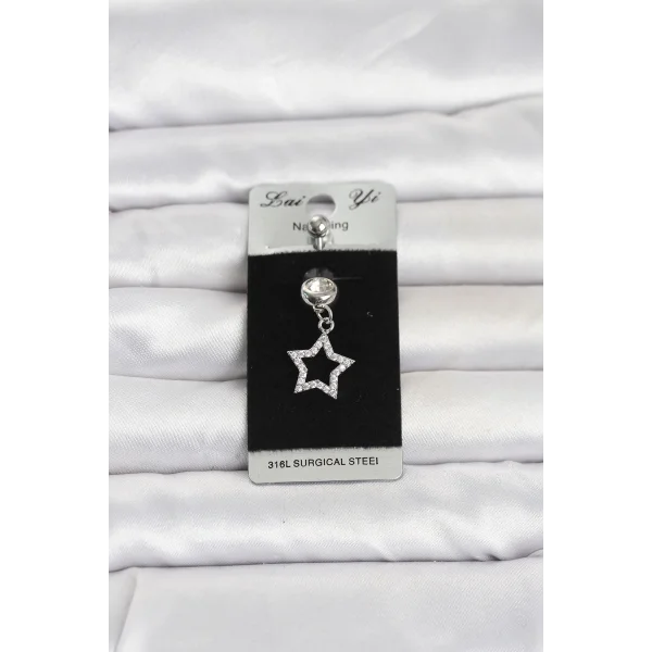 316L Cerrahi Çelik Sallantılı Yıldız Model Göbek Piercing
